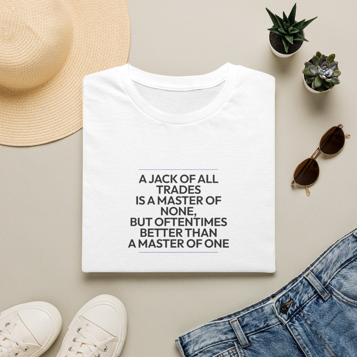 A Jack Of All Trades Is A Master Of None But Oftentimes Better Than A Master Of One - white folded