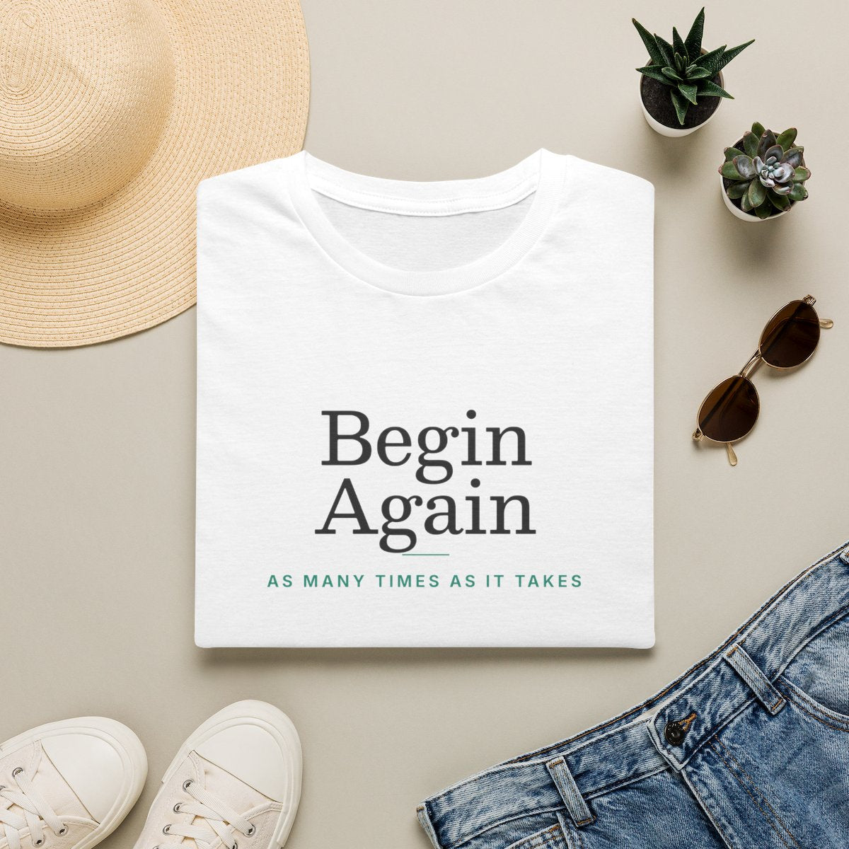 Begin Again - white folded