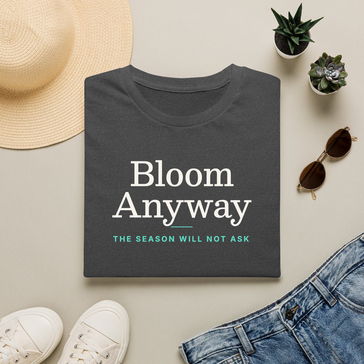 Bloom Anyway - dark-heather folded