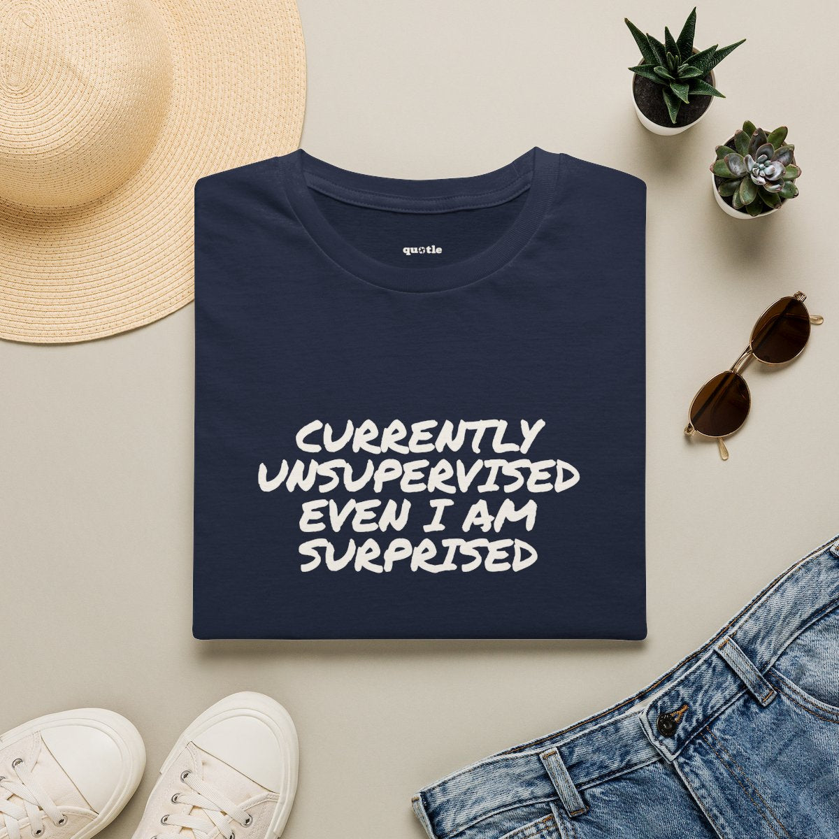 Currently Unsupervised Even I Am Surprised - navy folded