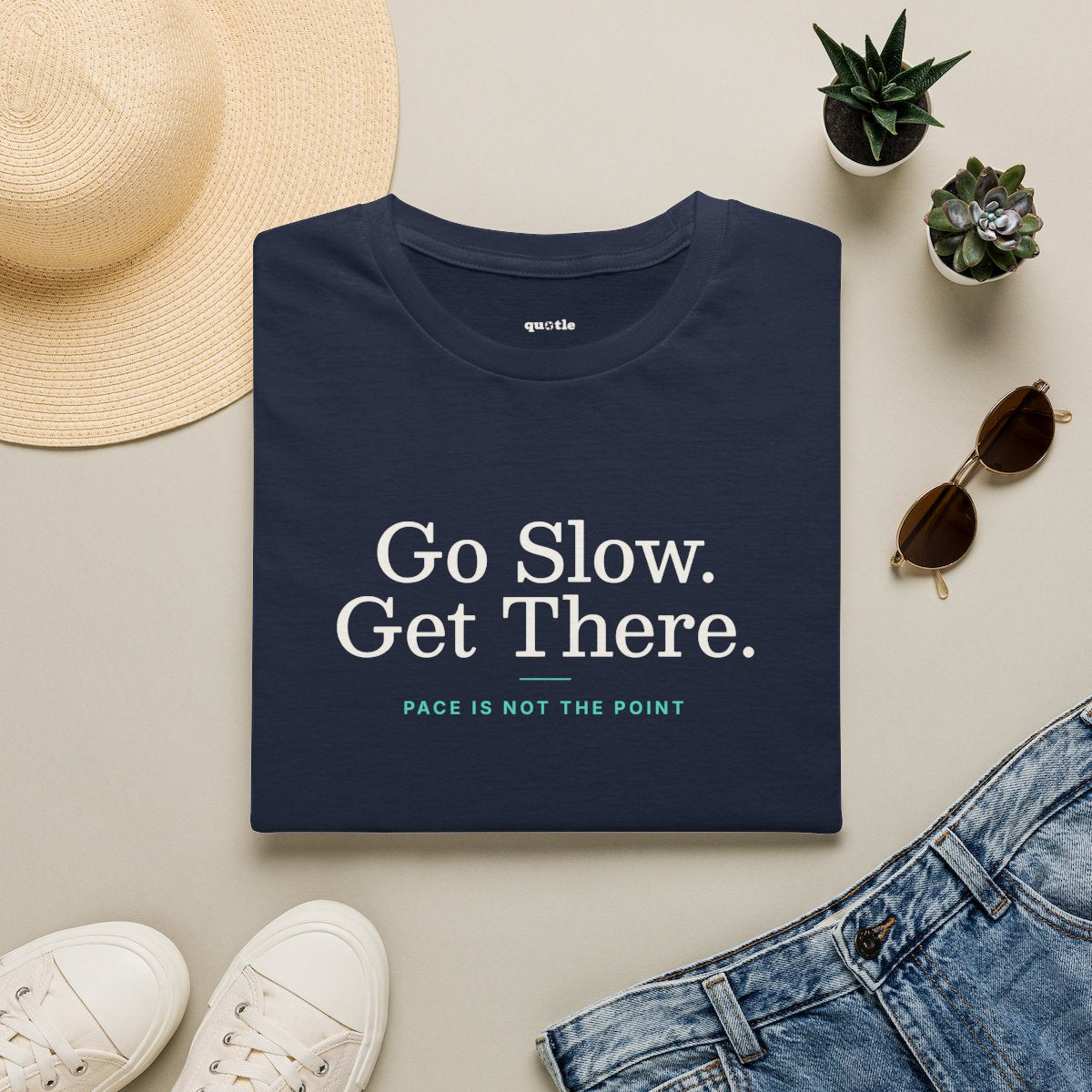 Go Slow. Get There. - navy folded