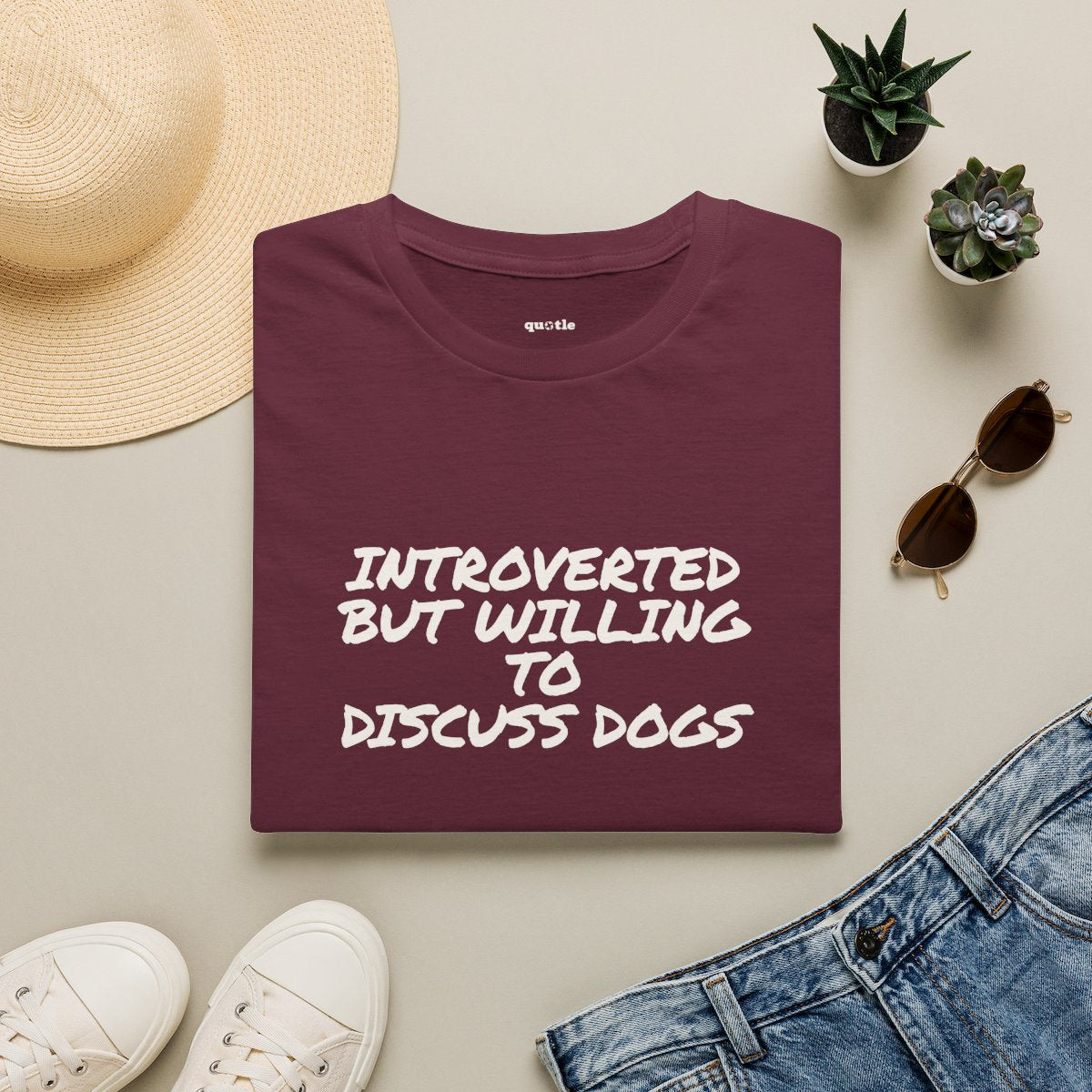 Introverted But Willing To Discuss Dogs - maroon folded