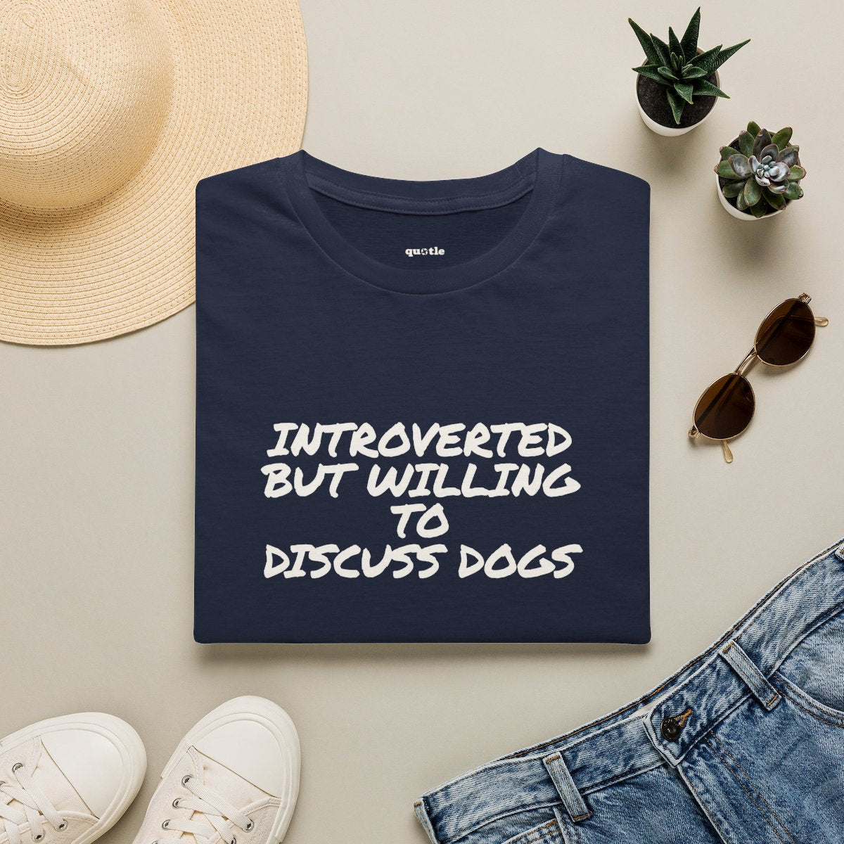 Introverted But Willing To Discuss Dogs - navy folded