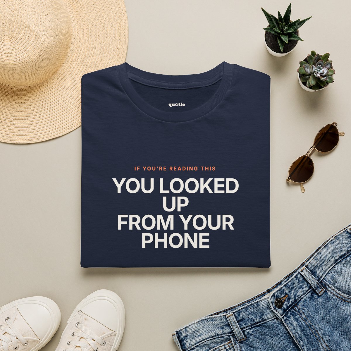 You Looked Up From Your Phone - navy folded