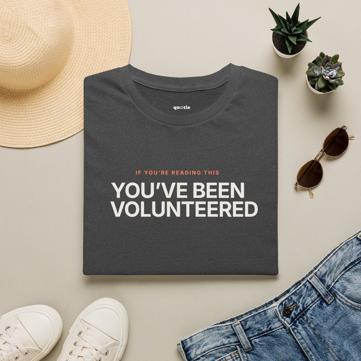 You've Been Volunteered - dark heather folded